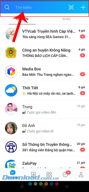 Nhấn vào ô tìm kiếm