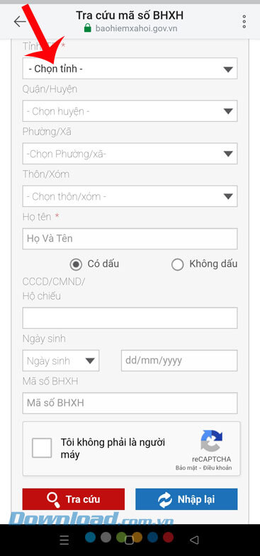 Điền thông tin cá nhân