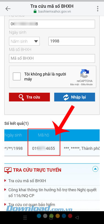 Mã số sộ hộ khẩu