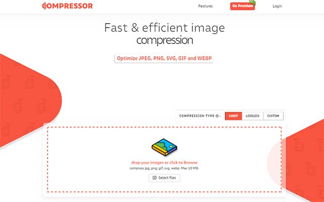 Chỉ cần tải ảnh lên và Compressor sẽ làm tất cả mọi việc cho bạn
