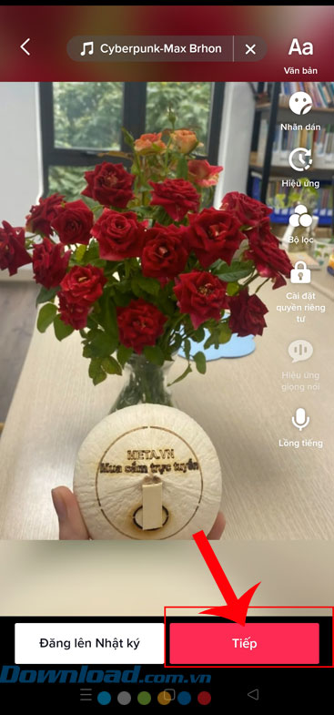 Ấn vào nút Tiếp