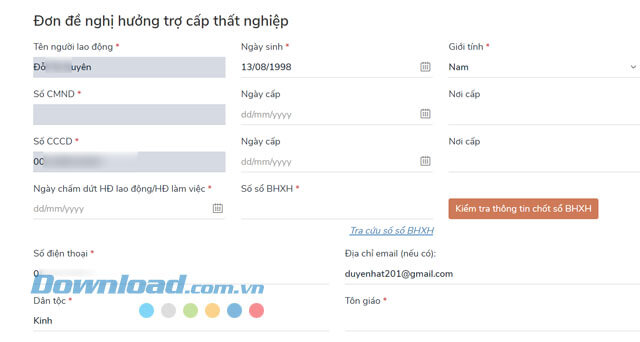 Điền đầy đủ thông tin cần thiết