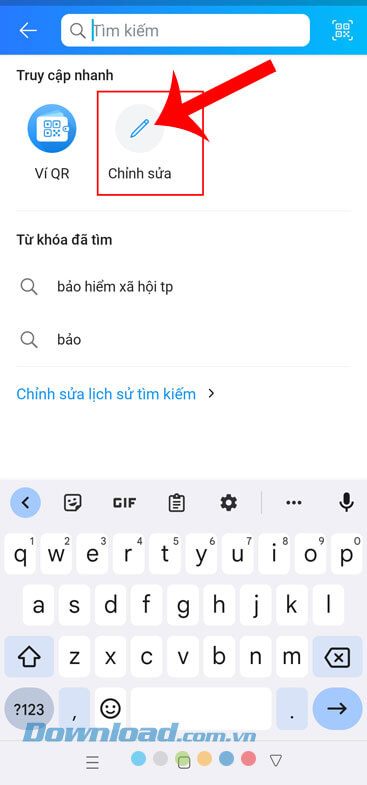 Chạm vào mục Chỉnh sửa