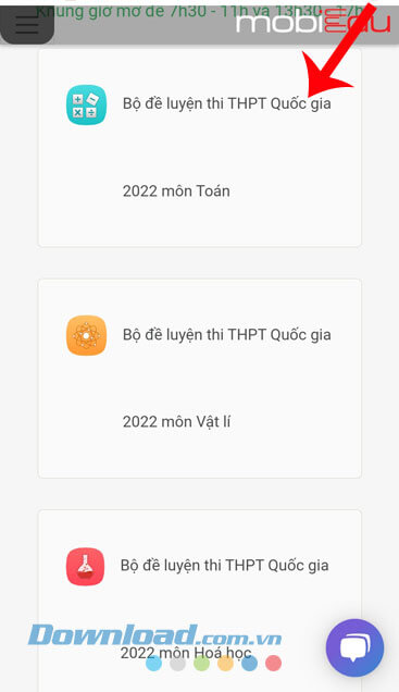 Chọn môn thi thử