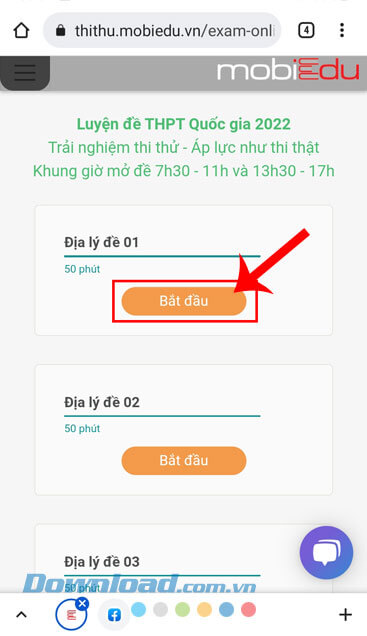 Ấn vào nút Bắt đầu