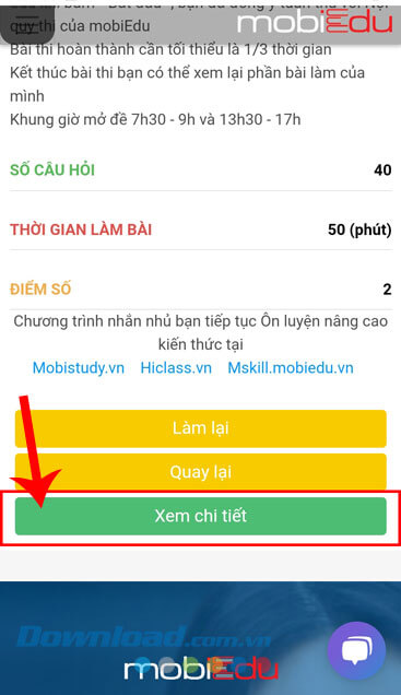 Kết quả thi thử