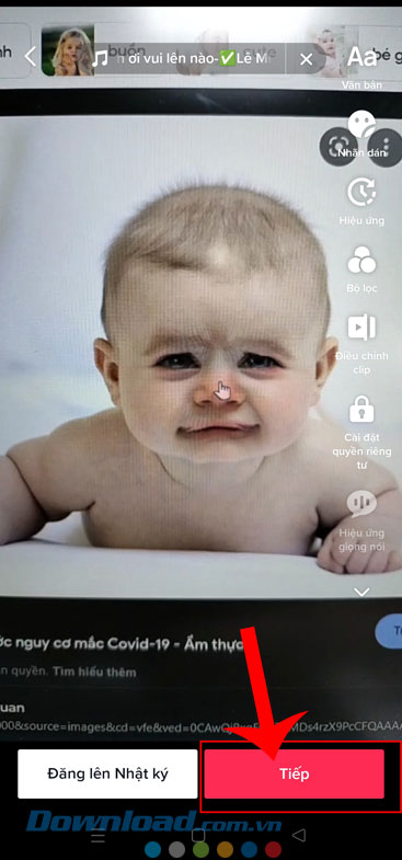 Nhấn vào nút Tiếp