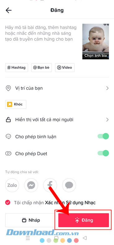 Ấn vào nút Đăng
