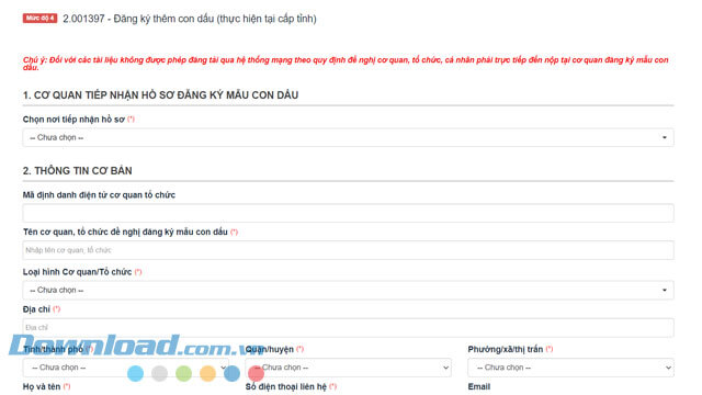 Điền thông tin cần thiết