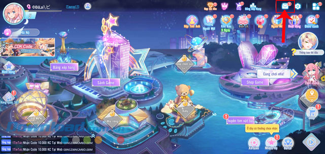 Nhấn vào biểu tượng bức thư