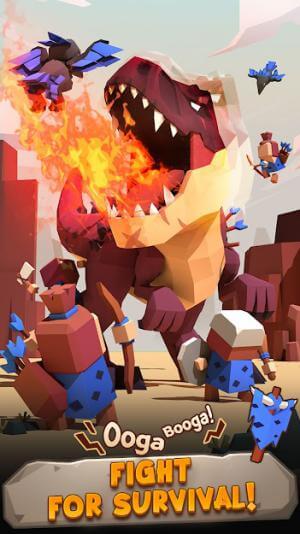 Chiến đấu để sinh tồn trong thời nguyên thủy trong game Dino Clash Tribal War