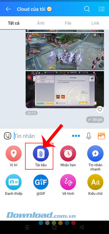 Nhấn vào mục Tài liệu