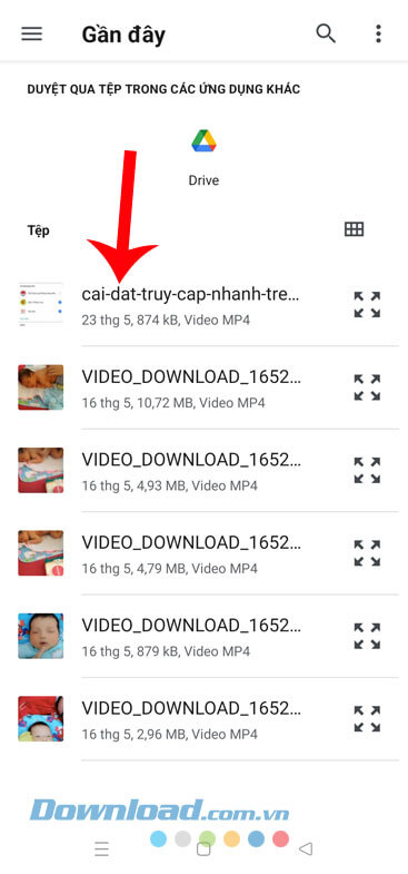 Chọn file video mà bạn muốn gửi