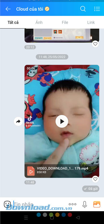 Đã gửi file video dung lượng lớn