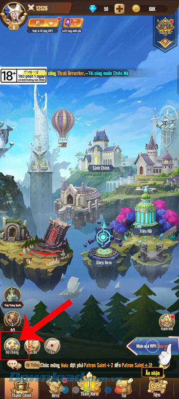 Ấn vào mục Hệ thống