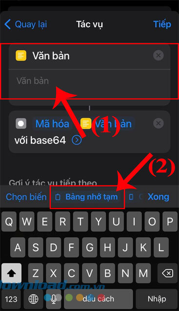 Chạm vào mục Bộ nhớ tạm