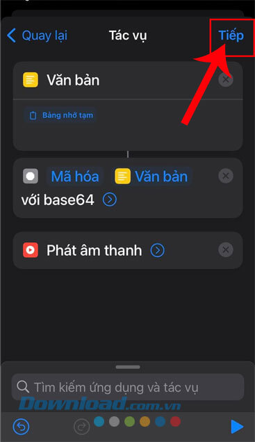 Nhấn vào nút Tiếp