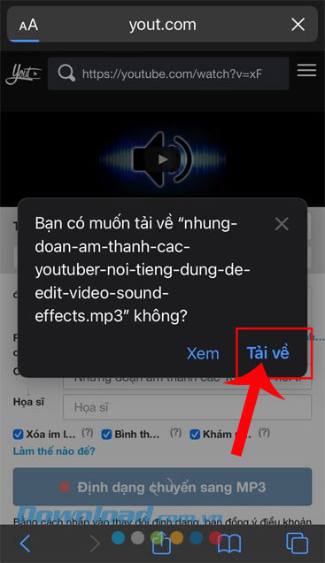 Nhấn vào nút Tải về