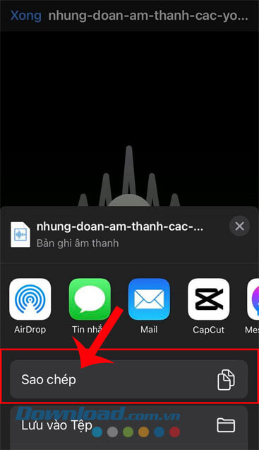 Nhấn vào nút Sao chép