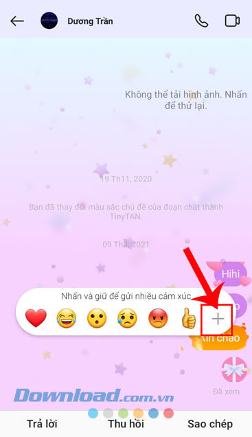 Nhấn vào biểu tượng dấu "+"