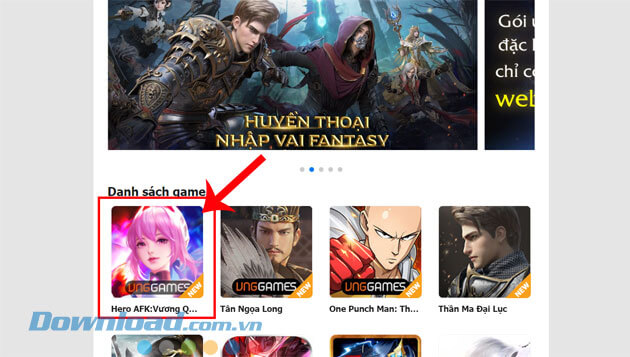 Nhấn vào game Hero AFK Vương Quyền