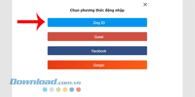 Chọn phương thức đăng nhập