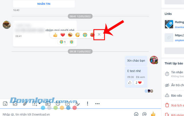 Click chuột vào biểu tượng dấu X