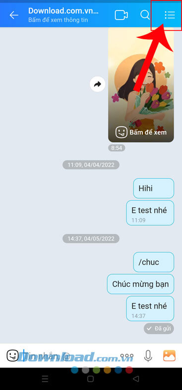 Nhấn vào biểu tượng ba dấu gạch ngang