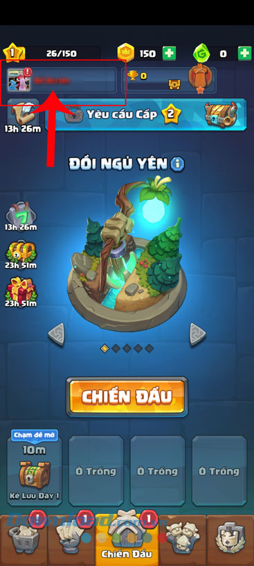 Ấn vào biểu tượng tài khoản