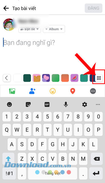 Chạm vào biểu tượng ô nhiều hình vuông nhỏ