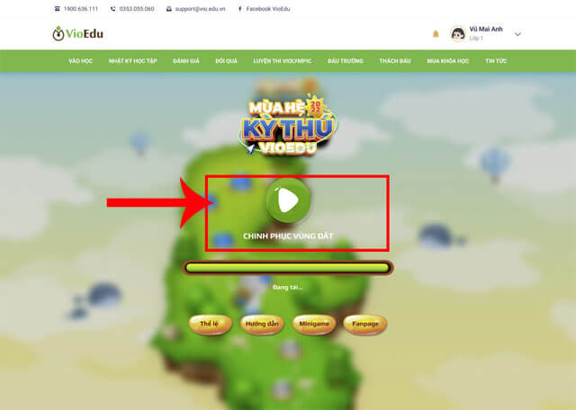 Nhấn vào mục Chinh phục vùng đất