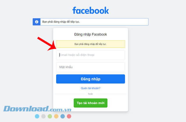 Đăng nhập tài khoản Facebook