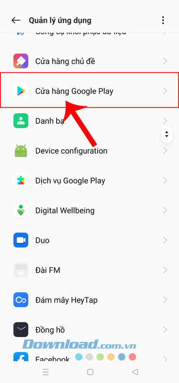 Nhấn vào ứng dụng CH Play