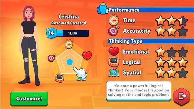Hệ thống thống kê của game sẽ phân tích và cho bạn biết trình độ giải đố của mình