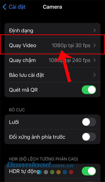 Nhấn vào mục Quay video