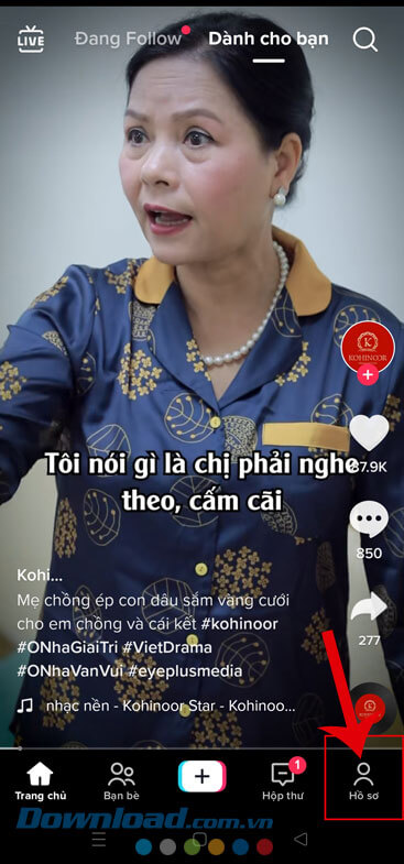 Ấn vào biểu tượng tài khoản