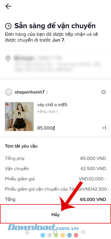 Ấn vào nút Hủy