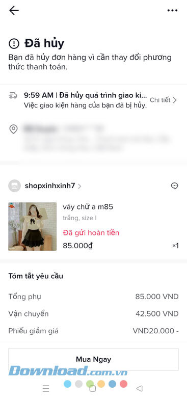 Đã hủy đơn hàng