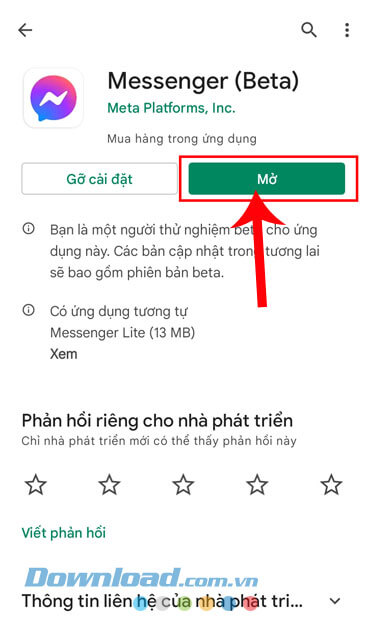 Nhấn vào nút Mở