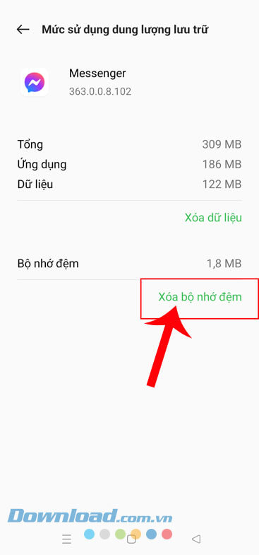 Ấn vào mục Xóa bộ nhớ đệm