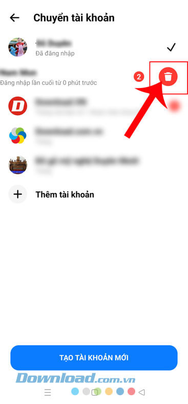 Chạm vào biểu tượng thùng rác