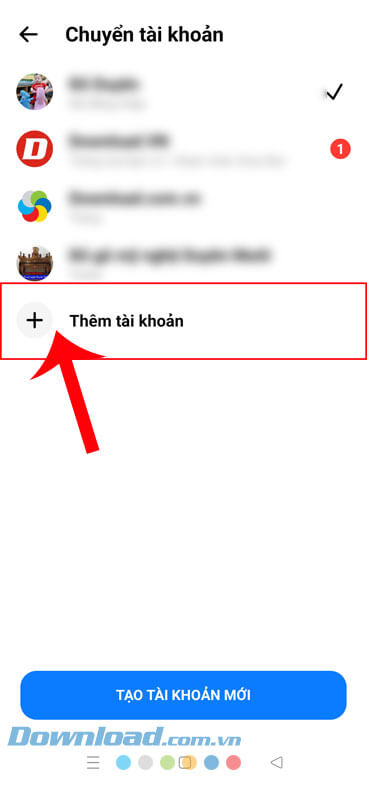 Nhấn vào mục Thêm tài khoản