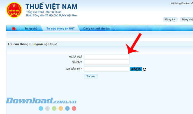 Nhập số CMND/CCCD, Mã Kiểm tra