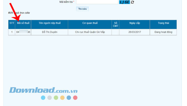 Bảng thông tin thuế