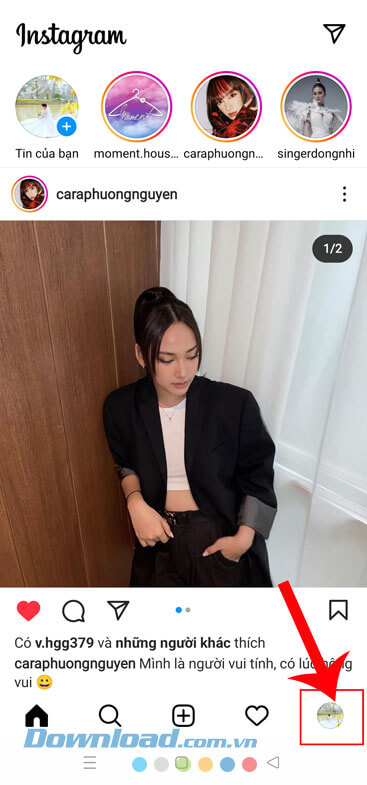 Nhấn vào hình ảnh đại diện