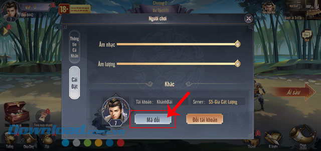 Nhấn vào nút Mã đổi
