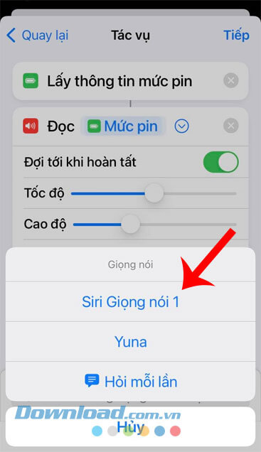 Chọn giọng nói cho Siri