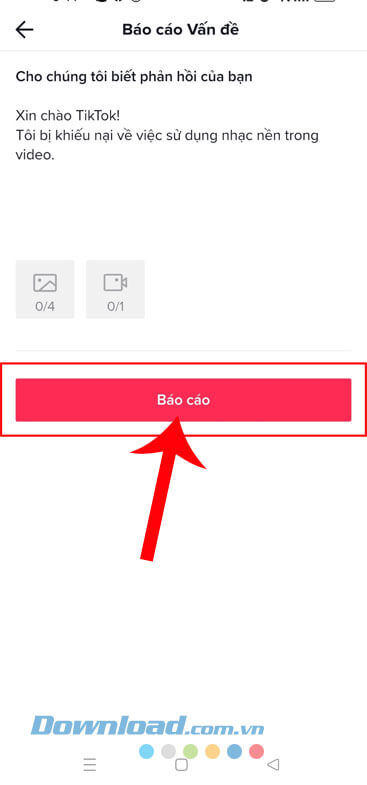 Chạm vào nút Báo cáo