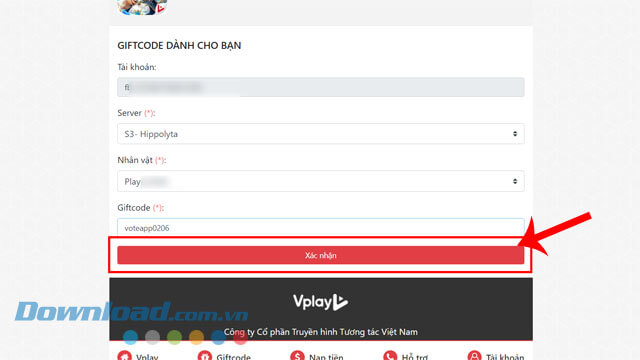 Nhấp chuột vào nút Xác nhận