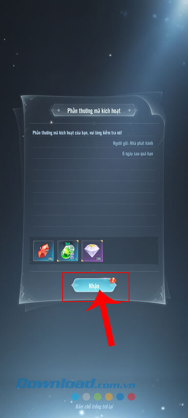 Ấn vào nút Nhận